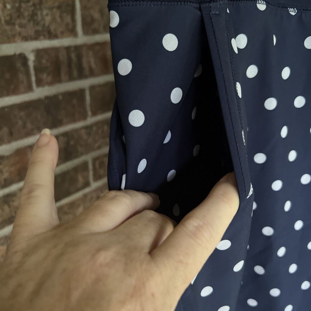 Land’s End Swim Skort Skirt Navy White Polka Dots Size 14 Pockets Beach Pool - Picture 3 of 14